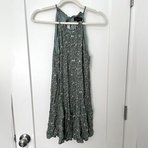 Green, floral summer dress